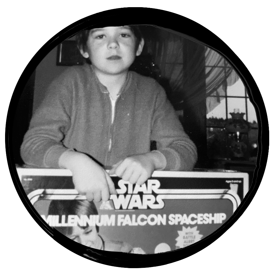 Photo of Lance Romanoff with Millennium Falcon